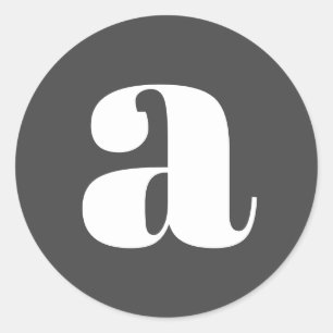 Modernt monogram initialbokstav klassisk svart vit runt klistermärke