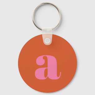 Modernt Monogram Initialbokstav Rosa Bränd Orange Nyckelring