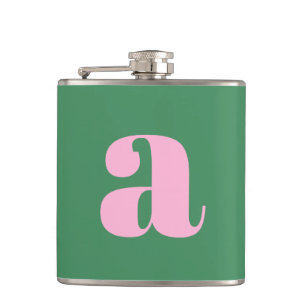 Modernt Monogram Initialbokstav Rosa Grön Bröllop Fickplunta