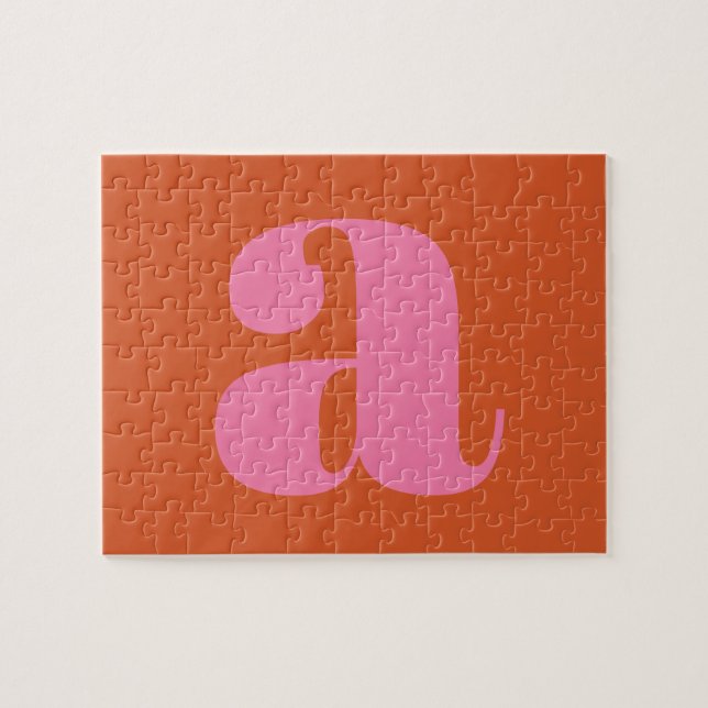 Modernt monogram initialbokstav rosa och orange pussel (Horisontell)