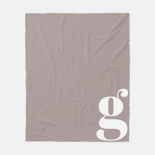 Modernt Monogram Initialbokstav Rustik Taupe Fleecefilt