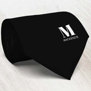 Modernt Monogram Initialt Vapen Personligt Svart Slips