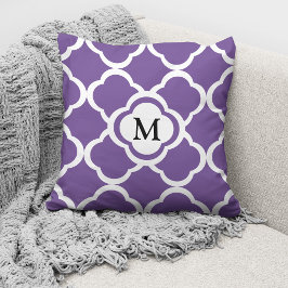 Modernt monogram lila mönster kudde