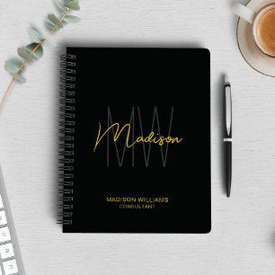 Modernt Monogram Logotyp Svart Guld Konsult Anteckningsbok