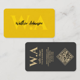 Modernt Monogram | Lyxigt Svart och Guld Visitkort