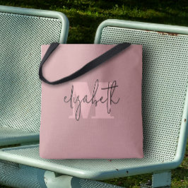 Modernt monogram med anpassat namn i dammig rosa tygkasse