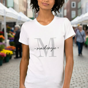 Modernt Monogram Minimal Svart Vitt T Shirt