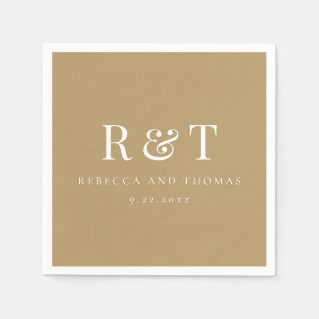 Modernt Monogram Minimalistisk Bröllop Pappersservett (Framsidan)