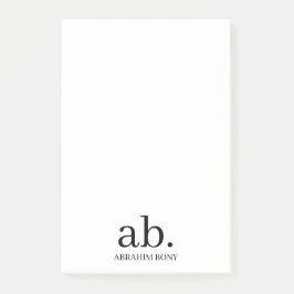 Modernt monogram minimalistisk stilren design post-it block
