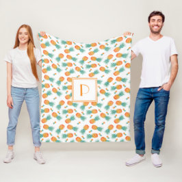 Modernt monogram mönster med ananasfrukt fleecefilt