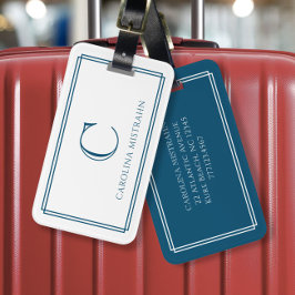 Modernt monogram navyblå dubbelkant bagagebricka
