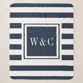 Modernt monogram navyblå vit rand
