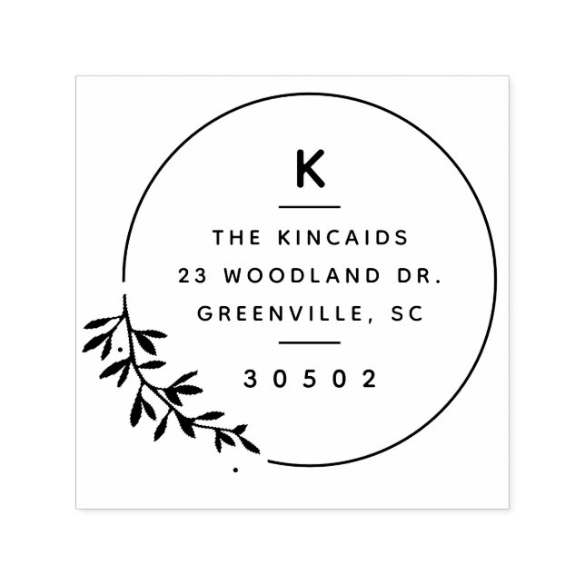 Modernt monogram Olivkvist Krans Returadress Självfärgande Stämpel (Design)