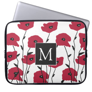 Modernt monogram poppy-mönster laptop fodral
