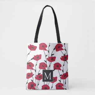Modernt monogram poppy-mönster tygkasse