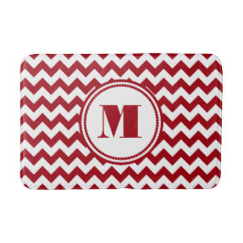 Modernt monogram röda sicksackränder badrumsmatta