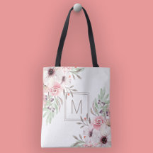 Modernt monogram rosa akvarellblomma