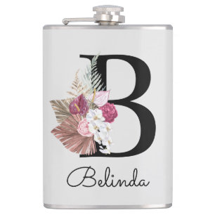 Modernt monogram rosa blommig initial B Fickplunta
