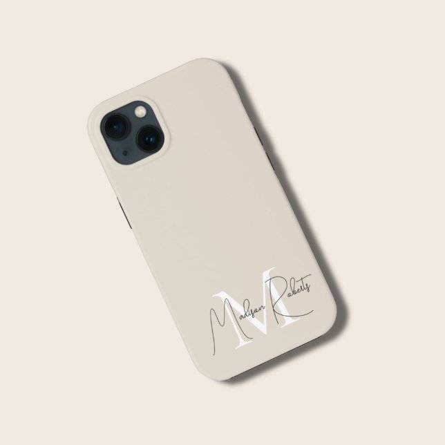Modernt monogram skriptnamn logo beige (Skapare uppladdad)