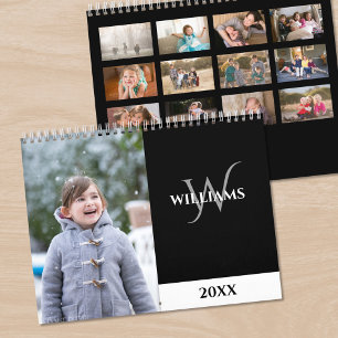 Modernt monogram svart foto kalender