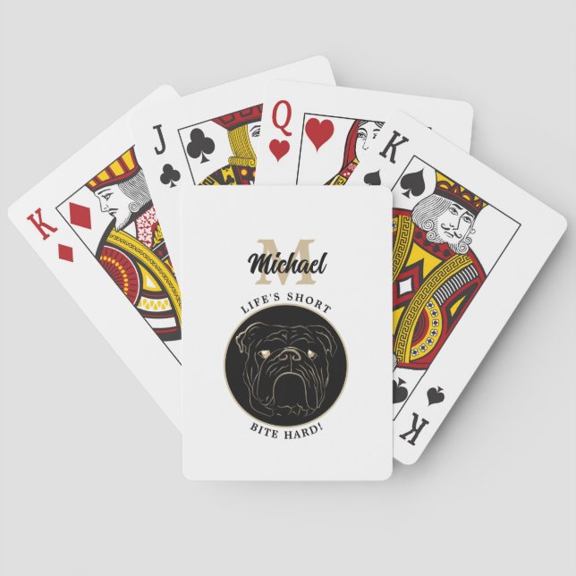 Modernt Monogram Svart och Vitt Casinokort (Baksidan)