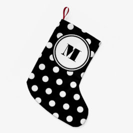 Modernt monogram svart och vitt mönster liten julstrumpa