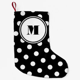 Modernt monogram svart och vitt mönster liten julstrumpa