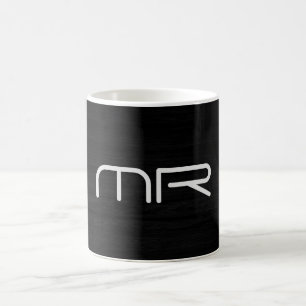 Modernt monogram svart vitt namn initialer kaffemugg