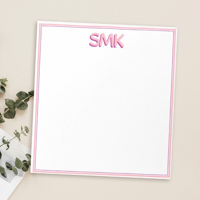 Modernt monogram Trendig skugga Initialer Stilrent Anteckningsblock (Skapare uppladdad)