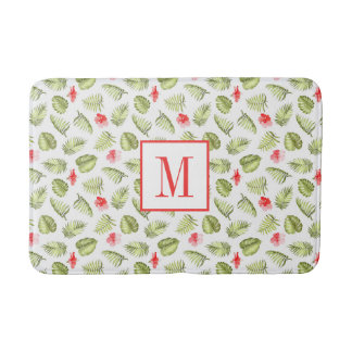 Modernt Monogram Tropiska Palmbladsmönster Badrumsmatta