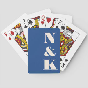 Modernt monogram Vibrerande Blått Anpassat Bröllop Casinokort