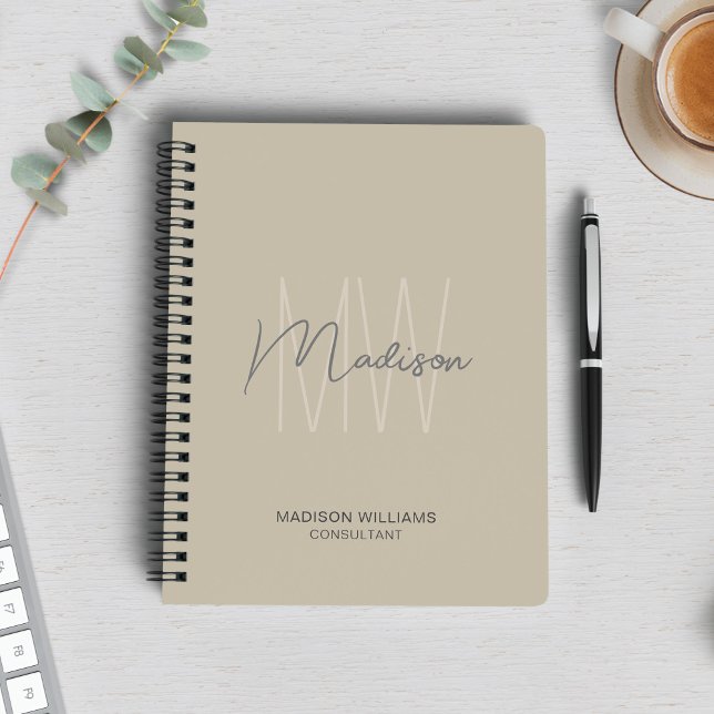 Modernt monogramlogotyp Beige Konsult Anteckningsbok (Modern Monogram Logo Beige Consultant Notebook)