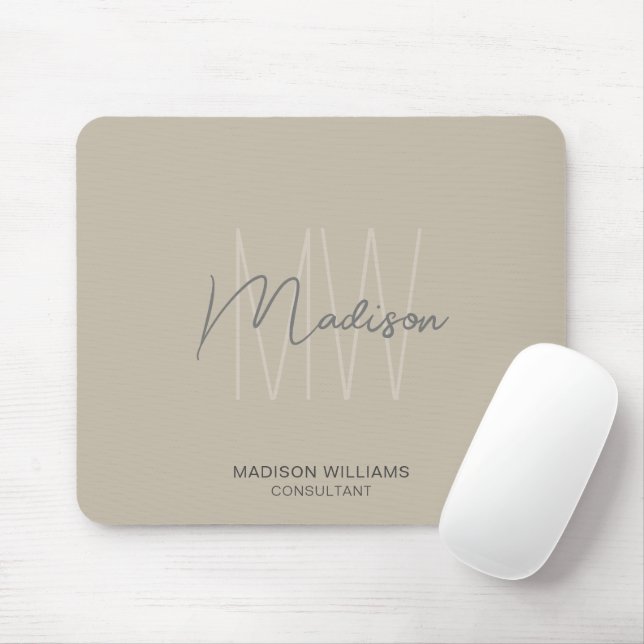 Modernt Monogramlogotyp Beige Konsult Musmatta (Med mus)