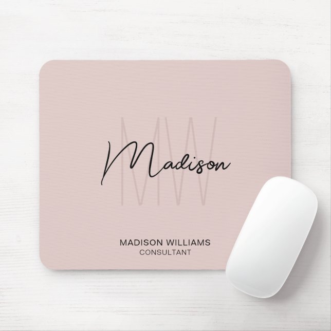 Modernt monogramlogotyp Blush Rosa Konsult Musmatta (Med mus)