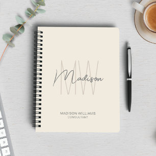 Modernt monogramlogotyp Creme Tan Konsult Anteckningsbok