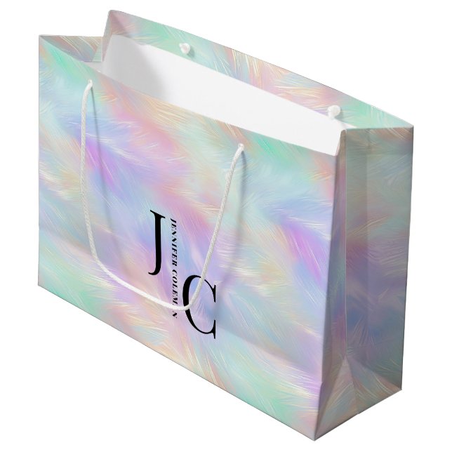 Modernt monogramlogotyp Iridescent Opal Stylish (Framsidan Vinklad)