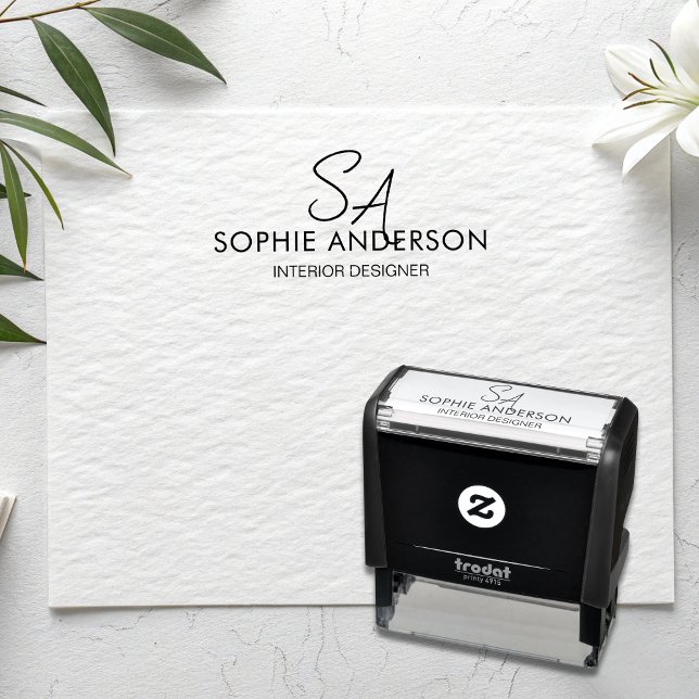 Modernt monogramlogotyp professionell verksamhet självfärgande stämpel (Modern Monogram Logo Professional Business Self-Inking Stamp)