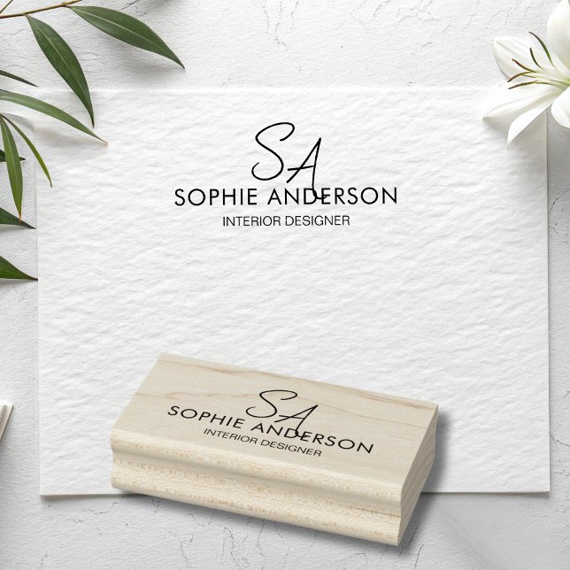 Modernt monogramlogotyp professionell verksamhet stämpel (Modern Monogram Logo Professional Business Rubber Stamp)
