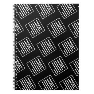Modernt monogrammönster Svart & Vitt Anteckningsbok