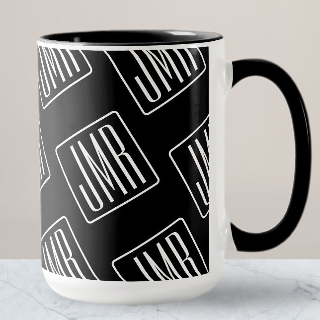 Modernt monogrammönster | Svart & Vitt Mugg (Skapare uppladdad)