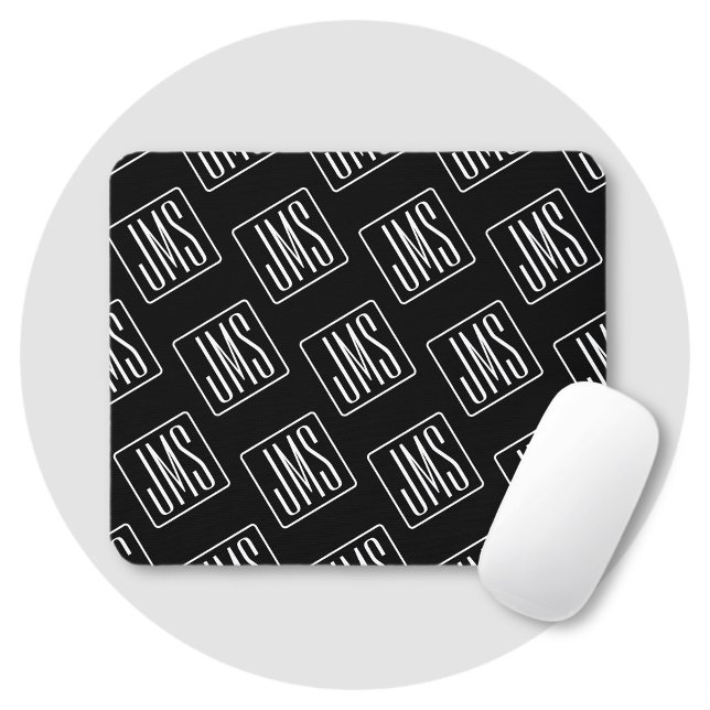 Modernt monogrammönster | Svart & Vitt Musmatta (Skapare uppladdad)