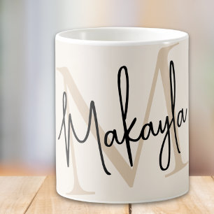 Modernt monogramnamn kaffemugg