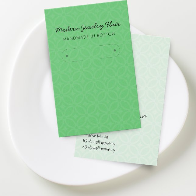 Modernt mönster Grön örhänge visningskort för hålö Visitkort (Modern Pattern Red Hoop Earring Display Card)