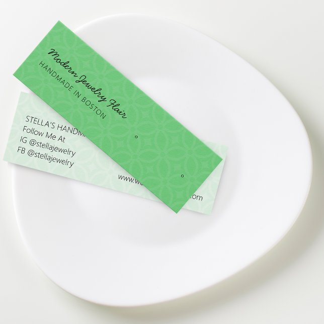 Modernt mönster Grön örhänge visningskort Litet Visitkort (Modern Pattern Green Stud Earring Display Card)