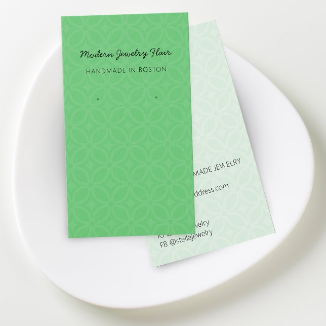 Modernt mönster Grön örhänge Visningskort Visitkort (Modern Pattern Green Earring Display Card)