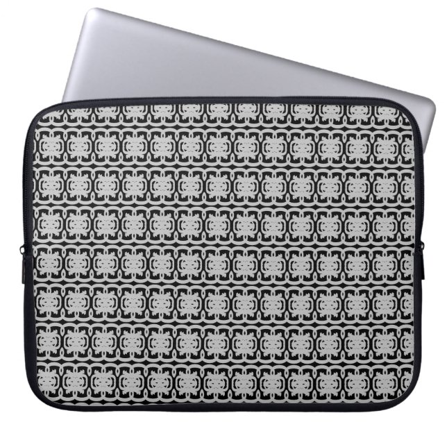 Modernt mönster i svart och silvergrå laptop fodral (Framsidan)