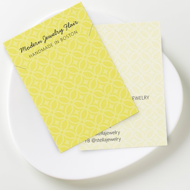 Modernt mönster Livlig gul halsbandsvisningskort Visitkort (Modern Pattern Vivid Yellow Necklace Display Card)