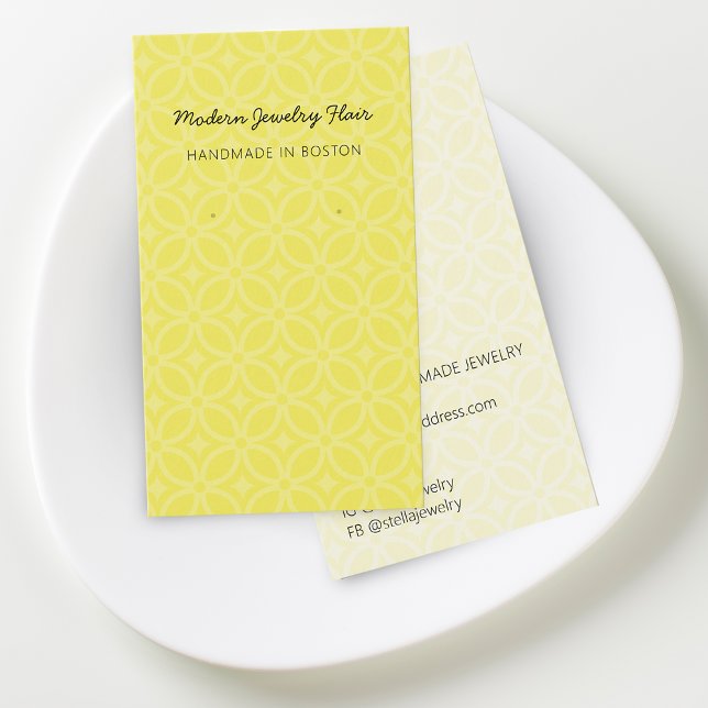 Modernt mönster Livlig gul örhänge displaykort Visitkort (Modern Pattern Vivid Yellow Earring Display Card)