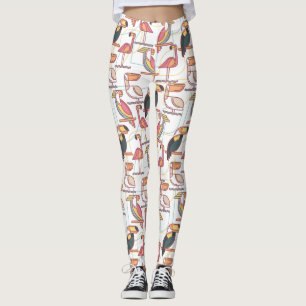 Modernt mönster med tropiska fåglar leggings