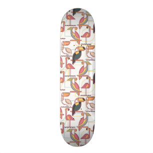 Modernt mönster med tropiska fåglar mini skateboard bräda 18,5 cm